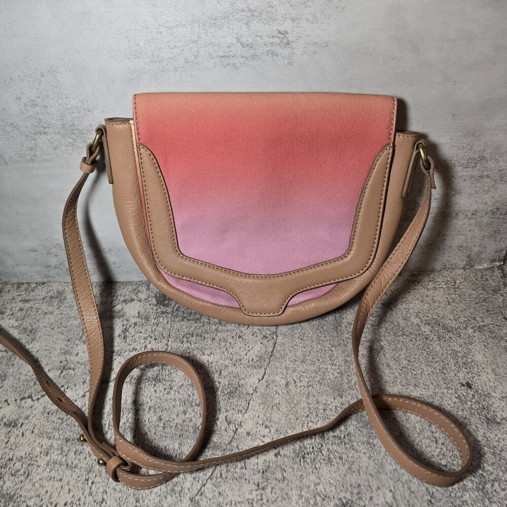 Lucky Brand Bria Crossbody Bag Leather Ombré Sunset Gradient Flap Purse Tassel